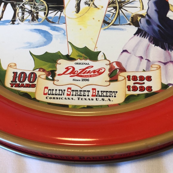 Vintage Large 9.75” Collin Street Bakery Texas Fruitcake Tin - Picture 6 of 8